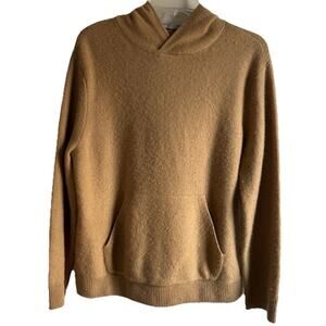 Vince 100% Cashmere Hoodie Sweater Mens M Beige Pullover Kangaroo Pocket